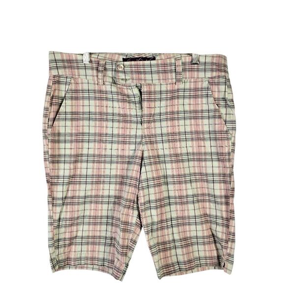 Gloria Vanderbilt Plaid Men's Shorts - Pink and Gray - Picture 1 of 7